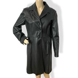 Vera Pelle Italian Leather Black Trench Coat Matrix 12